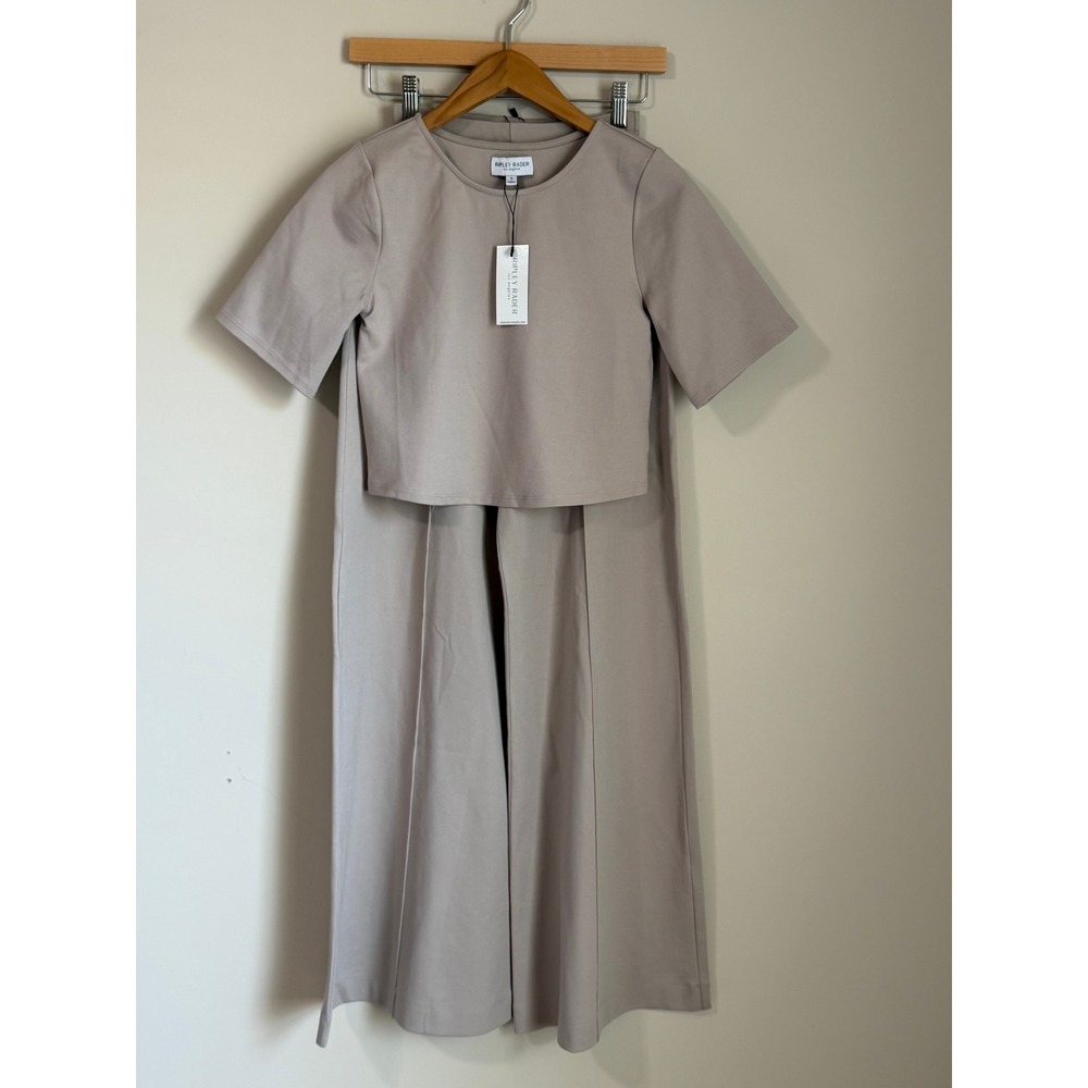 Ripley Rader 2 Piece Set Womens S/XS Taupe Crop Top Ponte Wide Leg Pants NWT